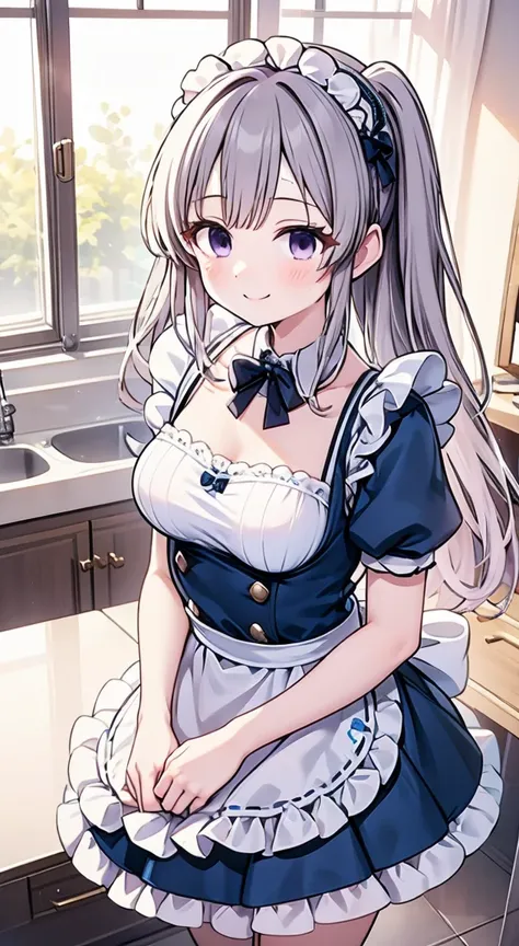 cute,kiriko yukoku,maid uniform,a smile full of happiness,