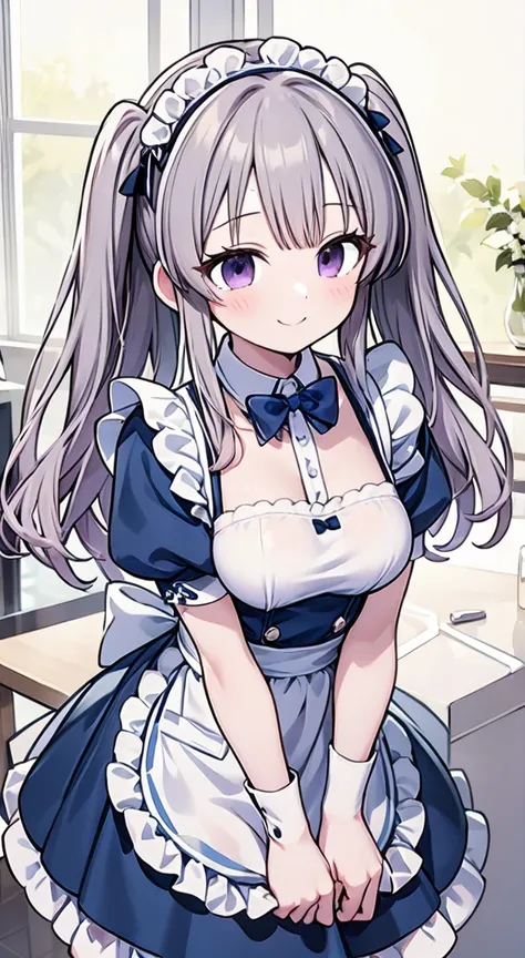 cute,kiriko yukoku,maid uniform,a smile full of happiness,