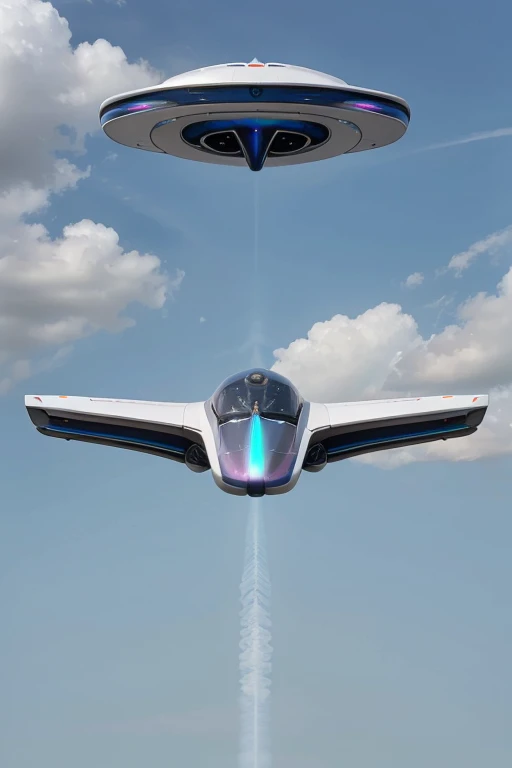 Floating Sky Cars: Sleek, aerodynamic vehicles that hover above the ground, featuring wings that extend for gliding. They could be made from lightweight materials and have colorful, iridescent surfaces that reflect the sky.