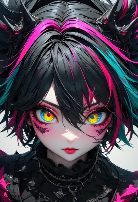 4k, Highly detailed, Sharp focus, 8k, Vibrant color, Solid color, Vivid color, Neutral colors, Detailed eyes, Stunningly beautiful, character sculpture of young woman, gothic punk attire textured, Ultra Hd 