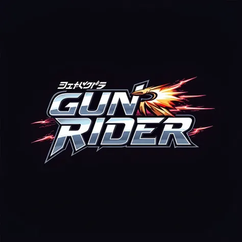 Please create a logo for " GUN RIDER " to be used on social media and a YouTube channel that showcases model kits and tokusatsu (special effects hero) toys. The logo should have the Japanese text " ガンライダー " (Gun Rider) placed in small letters above the lar...