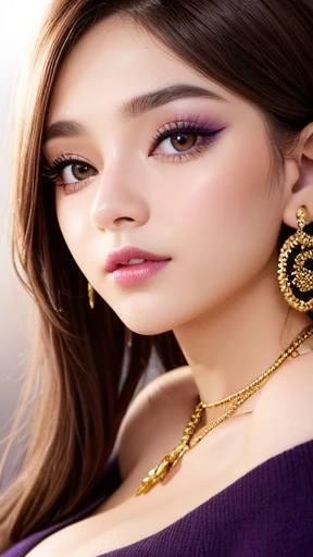 tabletop、close-up shot of face、(8k、raw photos、best quality、masterpiece: 1.2)、gothic makeup:1.4、beautiful big brown eyes、glowing ...