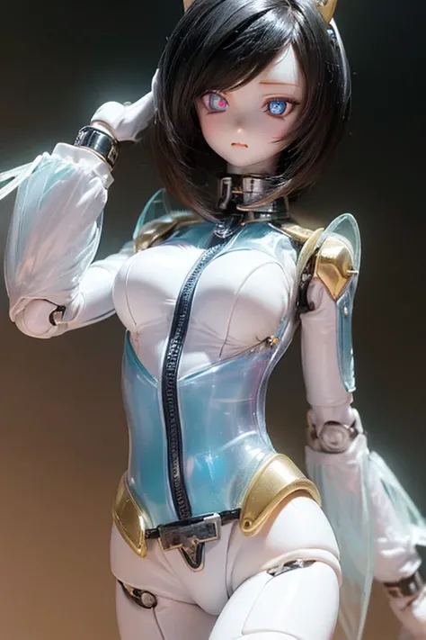 (SFW:2), photorealistic, realistic photo, 8k, ((highest quality)), ((masterpiece)), (extremely detailed), kukolnydom, doll, mecha musume, mechanical parts, robot joints, head gear, (cowboy shot, mature woman, 21yo, 21_years_old, solo:1.6), (dynamic pose, o...