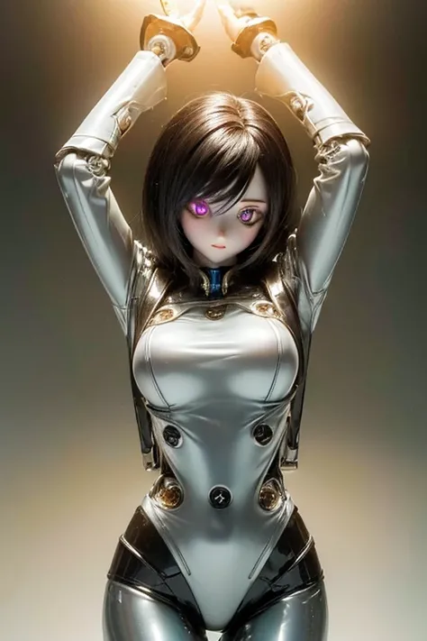 (SFW:2), photorealistic, realistic photo, 8k, ((highest quality)), ((masterpiece)), (extremely detailed), kukolnydom, doll, mecha musume, mechanical parts, robot joints, head gear, (cowboy shot, mature woman, 21yo, 21_years_old, solo:1.6), (model pose, mus...