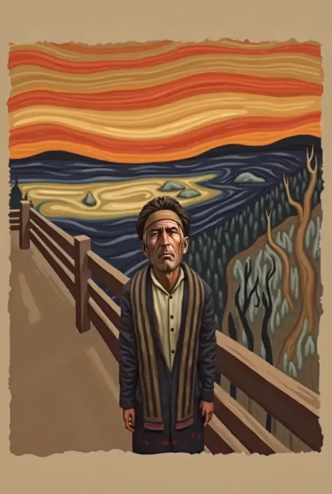 You can illustrate the painting “The Scream” but the main character is a man from an Andean community and the background is a burnt forest