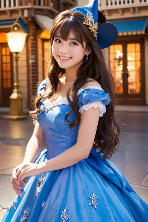 High resolution, Long Hair, bangs, Brown Hair、Disney Princesses、Cinderella、smile, Halloween、Disneyland