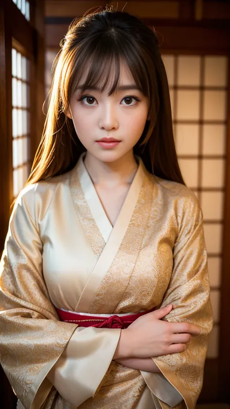 highest quality, face focus, soft light, ultra high resolution, (realistic:1.4), RAW photo, 1 japanese girl, alone, cute, (pupil, light in the eyes), detailed beautiful face, (),(High resolution details of human skin texture), (long hair), indoor, Damask S...