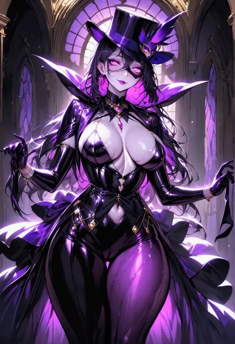 1 mature beautiful woman,(Best Quality,Extremely detailed depiction,Incredibly absurd high definition,Anatomically accurate,Curvy Legs,Shiny skin,Porcelain-like skin),(The Enchanting Thief:1.3),(Sexy phantom thief costume,tuxedo,Gentleman&#39;s hat,Disguis...