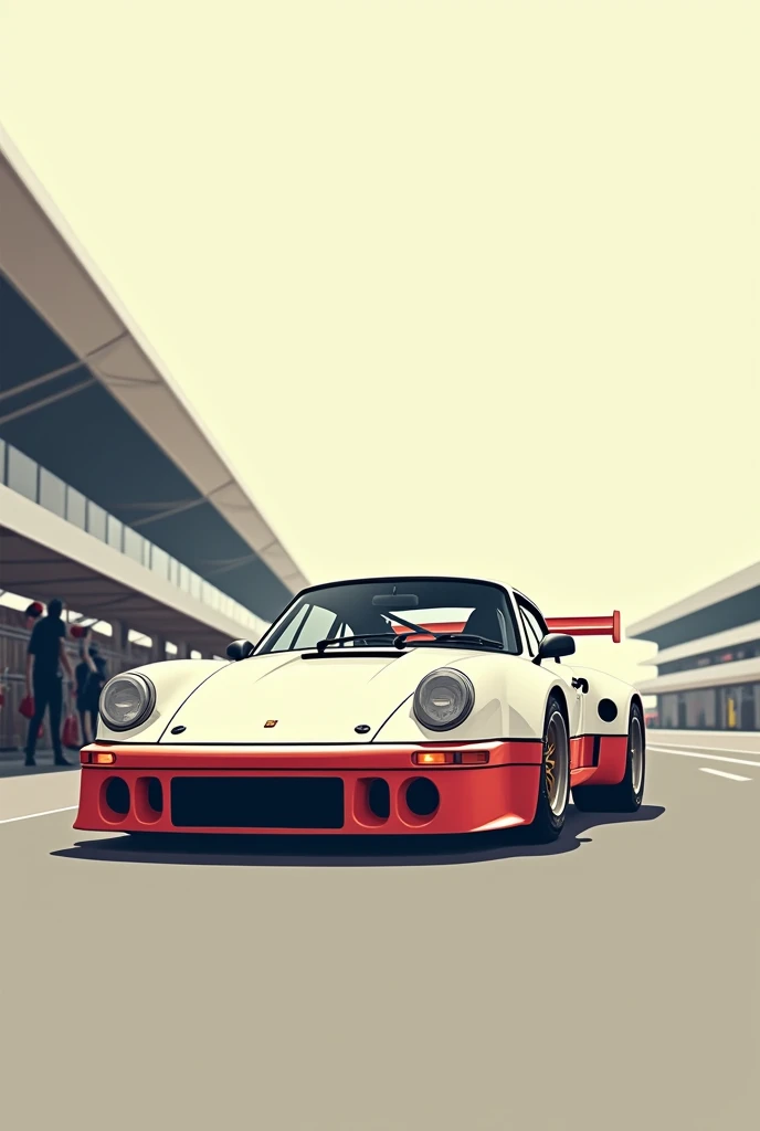 Simplistic art of a Porsche 935 K2 standing in pit lane