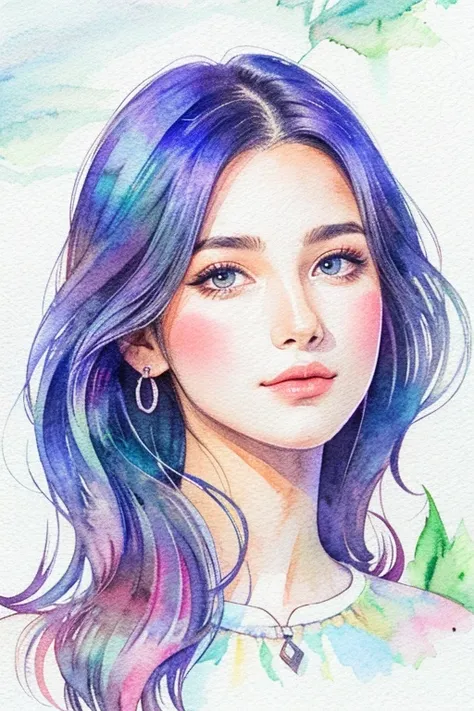 Beautiful girl, watercolor, illustration,