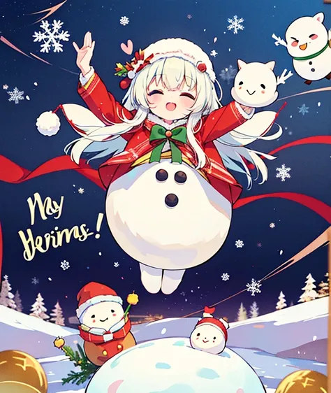 クリスマスの夜に金髪の馬たちとパーティーをしています⛄️　a white christmas with falling snow🎄　ケーキ🎂とクリスマスツリー🎄があります　i&#39;m riding a golden horse🐎　beautiful n...