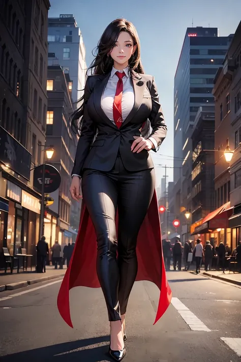 (best quality,4k,8k,highres,masterpiece:1.2),ultra-detailed,(realistic,photorealistic,photo-realistic:1.37),red lips,business womans coat,black suit,deep red eyes,milf,long hair,silver hair,serious expression,handsome and confident,sharp facial features,su...