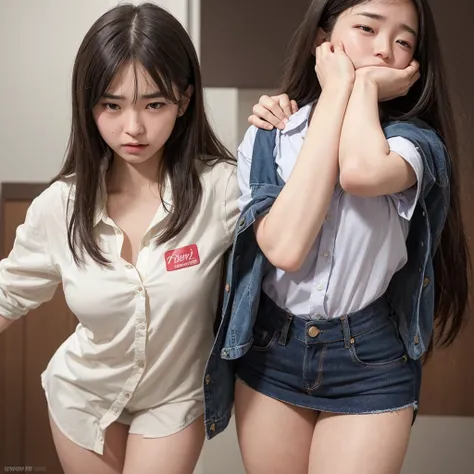 A female student is so embarrassed that she is stared at in her lewd underwear and is so embarrassed that she can&#39;t resist being molested in front of the horny male students, and she screams with her mouth open in front of the camera., A female student...