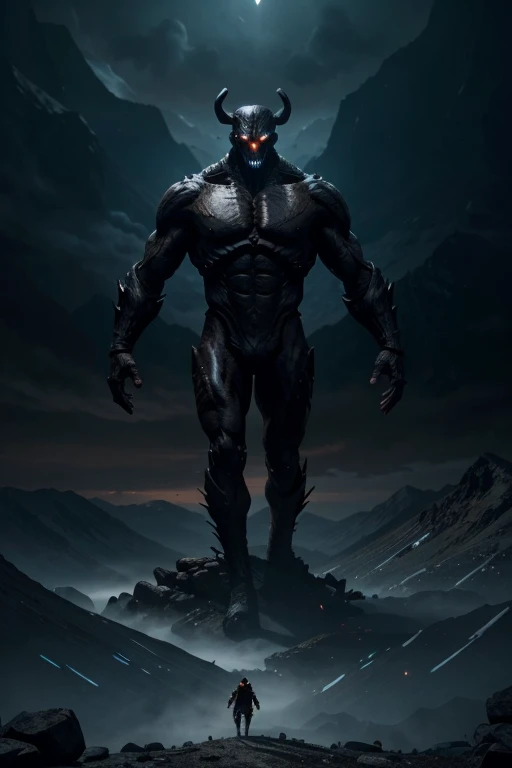 A creature of the dark world, the humanoid dark root Titan from Mount Ryleh, his size is as big as a mountain and he is with his flock. 