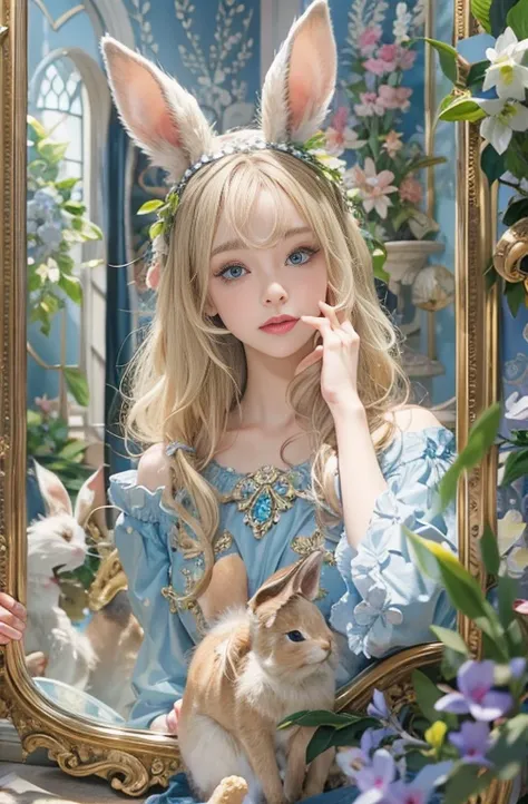 masterpiece: 1.2, Portraiture, Best Quality), Realistic, (live-action, Intricate details, Written boundary depth), Best Quality, masterpieceAttention to detail, semi-Realistic, In the city , blue eyes, blonde、 Slim figure、Bare shoulders、Antique Bunny Girl、...