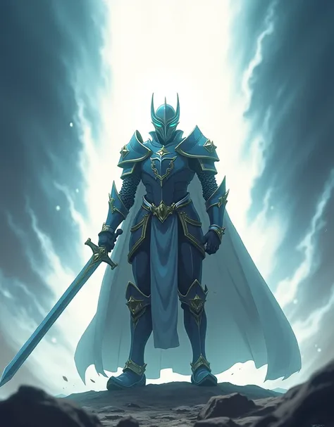 masterpiece anime, Holy Knight holding a long sword, White flash, god々Shii