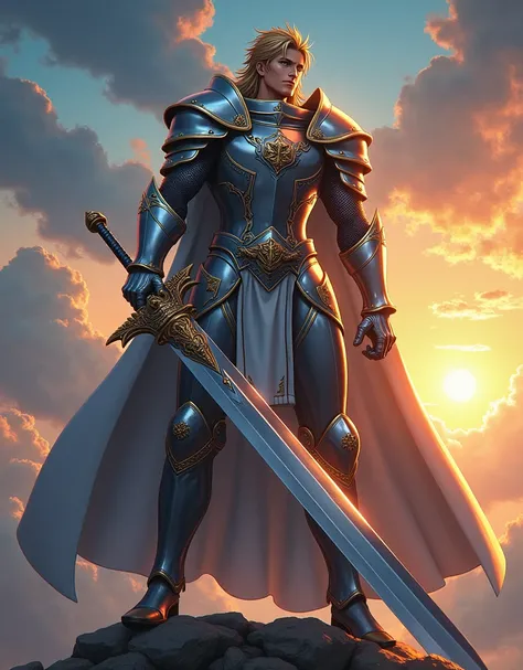 masterpiece anime, Paladin with a long sword, Shining Sword Tip