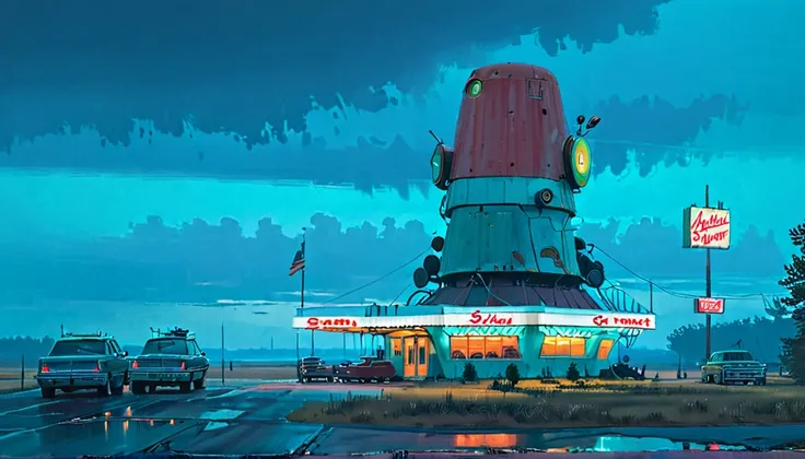 (lora:21stalenhag:1),(masterpiece), (best quality), (ultra-detailed), (best illustration), (best shadow), (absurdres),((draw by ...