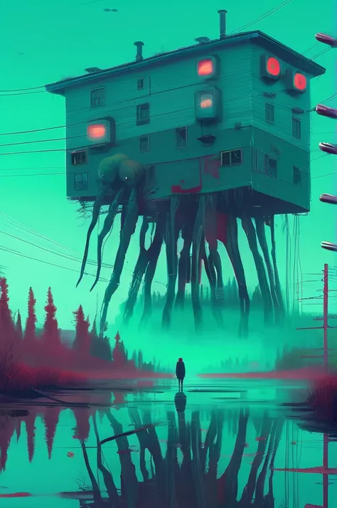 Alex Andreev-esque - beautiful nightmares in the style of Simon Stålenhag