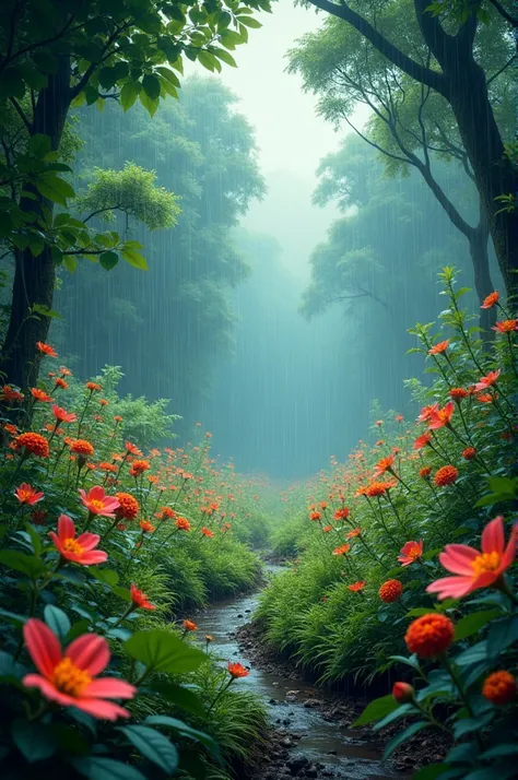 Flowers in forest in monsoon season video
