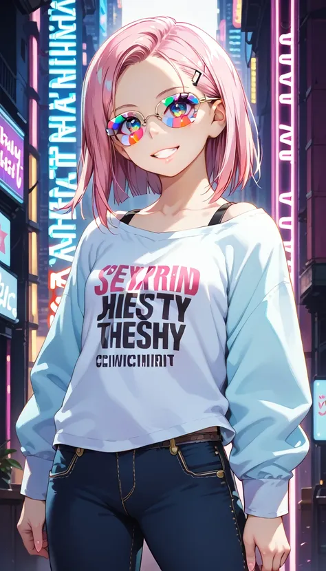 score_9, score_8_up, score_7_up, 1girl, ChiguchiMP, masterpiece, best quality, ultra high res, smiling, happy, (detailed eyes:1.2), Cowgirl holding a blank banner Amish clothing shirt oversized pants Stunning eyes Stunning face Creamy hair Gorgeous hair Co...