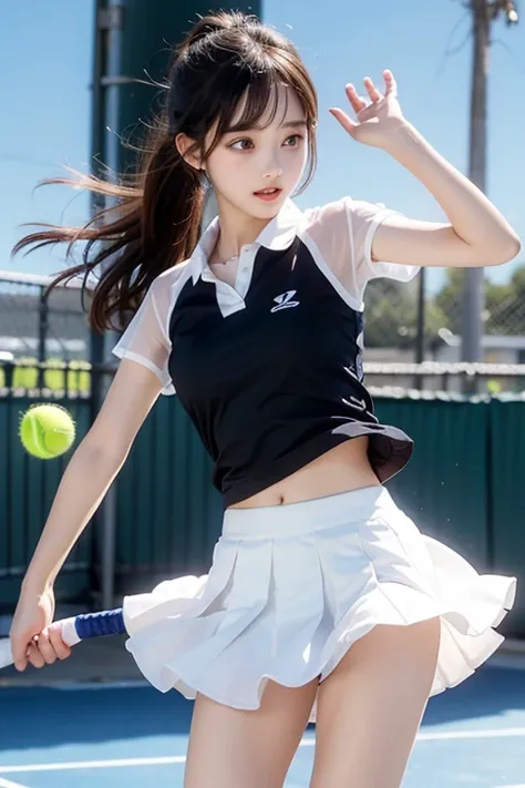 Cute Girls､High school girl､Tennis Wear､mini skirt､See-through､Fluttering in the wind