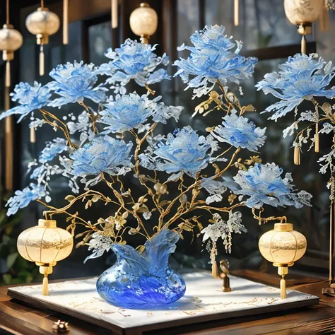 best quality practical, photopractical, very detailed, rich colors，blue，粉red，red，blue，golden，money
((miniature landscape)),(chin...