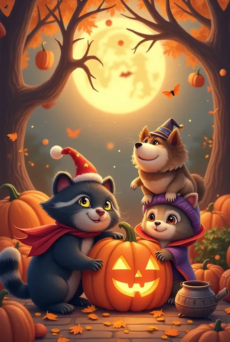 Halloween、Various animals、Having fun、cute、