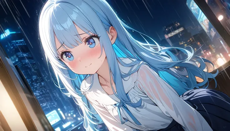 masterpiece, best quality, extremely detailed, (illustration, official art:1.1), 1 girl ,(((( light blue long hair)))), ,(((( light blue long hair)))),light blue hair, , long hair ((blush)) , cute face, masterpiece, best quality,(((((a very delicate and be...