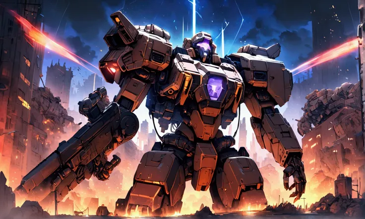 (battletech) A large battered assault mech with several integrated weapons, near the cockpit in the chest Paladin 69 is written, war torn city
(battletech) A large battered assault mech with several integrated weapons, near the cockpit in the chest Paladin...