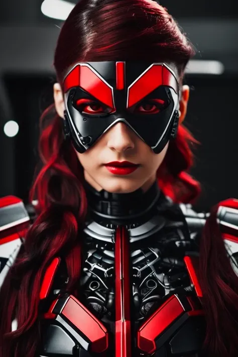 Create a red and black cyborg 