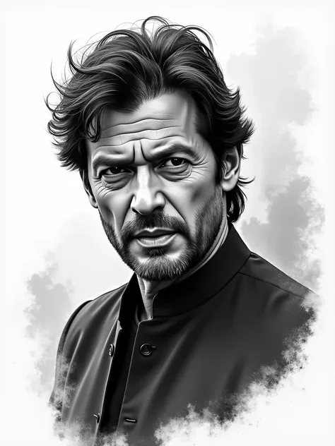 create a black n white t shirt of Imran khan in hd quality