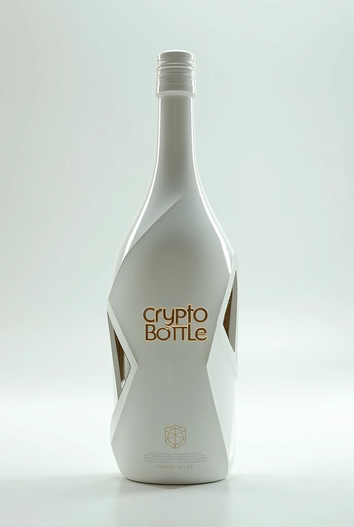 Bouteille de vin blanc forme originale style futuriste sur létiquette écrit crypto bottle 