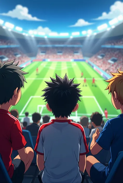 Anime boy watching a football match 