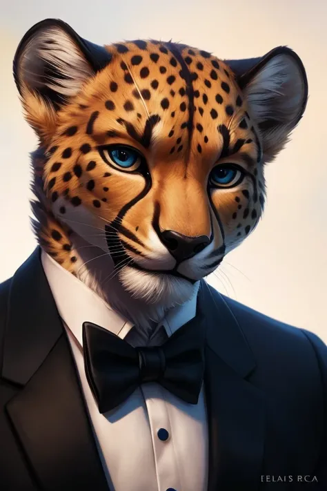 (by pixelsketcher:0.6), (by personalami :0.6), solo,male,  cheetah  ,detailed background, (cinematic lighting:1.1), (perfect focus:1.1), 8k hd, photo, (detailed eyes:1.2),depth of field, bokeh, subsurface scattering, wide ,(suit, tuxedo, elegant suit),uppe...