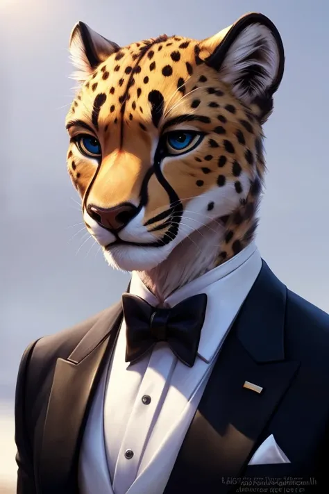 (by pixelsketcher:0.6), (by personalami :0.6), solo,male,  cheetah  ,detailed background, (cinematic lighting:1.1), (perfect focus:1.1), 8k hd, photo, (detailed eyes:1.2),depth of field, bokeh, subsurface scattering, wide ,(suit, tuxedo, elegant suit),uppe...