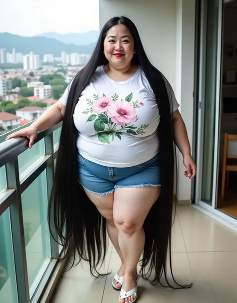 8k,Highest quality, masterpiece, Ultra-high resolution,(masterpiece:1.6, Highest quality), Intricate details, Middle-aged woman in her 50s,Japanese, alone, full body, ((dynamic pose:1.4)),((Absurdly Long hair:1.5)),top of head,(jet Black Hair), (forehead:1...