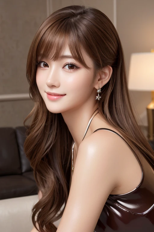 (Best Quality, 8k, 32K, masterpiece超High resolution: 1.3), Attractive Japanese women images, One Girl, Perfect body, Ultra detailed face, Detailed lips, Beautiful Eyes, Double Eyelids, (Cocktail Dresses), Light brown hair, ,Wavy Hair, Low Ponytail, nightcl...