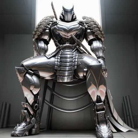 silver samurai.
- masterpiece, best quality, full body, 1boy.
- armor suit, (full armor, cyborg, science fiction, combat helmet)...