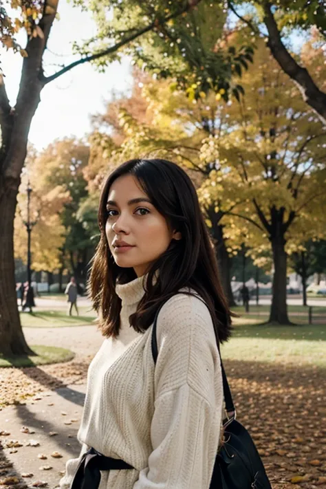 Woman 4 in the park on an autumn morning