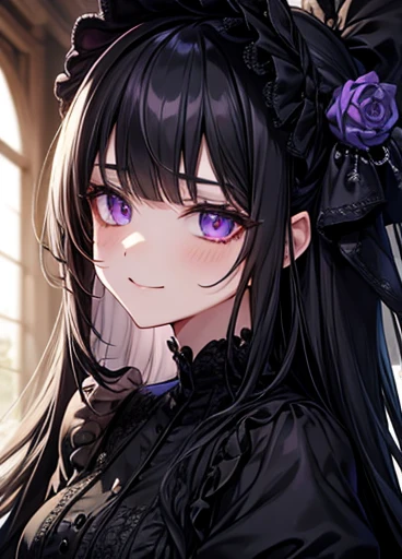 {Gothic frilly clothes、Mine system}、{Cute Dress}{Black Hair Girl}{darkness、Illness}{Purple Eyes}、Dark motif、High image quality、{adult}{Face close-up}、{Illness、darkness}、{Light in your eyes}{adultの女の子}{Hair Arrangement}{Tree Eyes}{adult、darknessの色気}{}{adult...