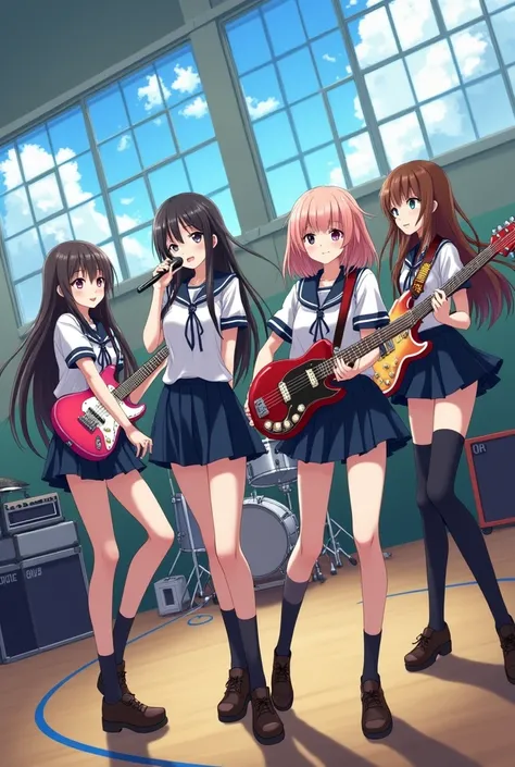 masterpiece anime, Four Girls, band, gym, high school, Tokyo