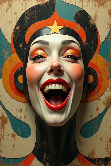 Art Deco, Abstract, Best Quality, Super Detailed, Quality, High Resolution, Smile, Open Mouth, Makeup,   Surrealism, Abstract, Artistic, Photorealistic, 