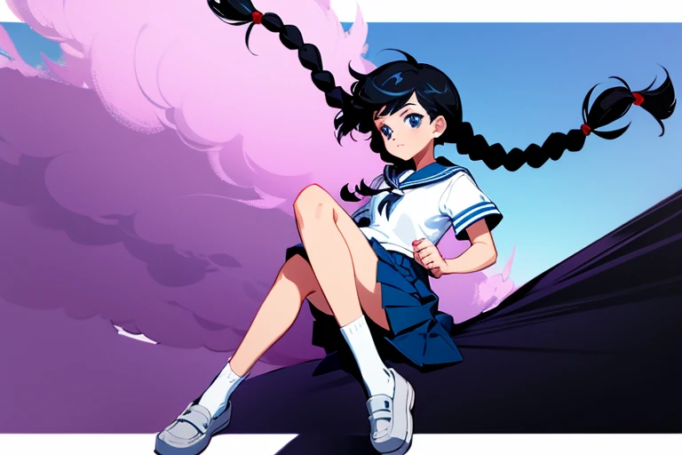 Black Hair　Braids　　Sailor　White socks　Black Loafers　