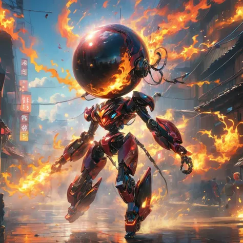 Spherical robot、Wearing fire