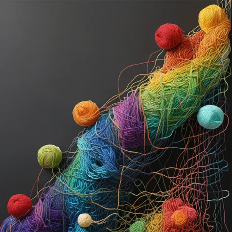 a rainbow yarn art style