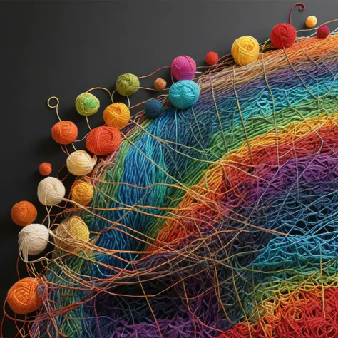 A rainbow Yarn art style  