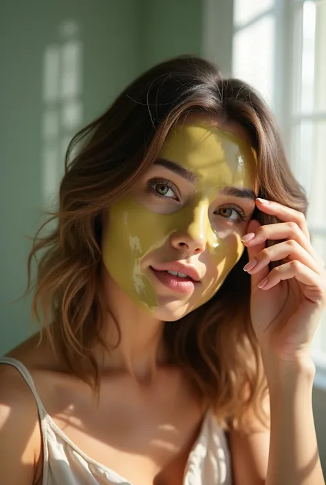 person using avocado oil as a hair mask.