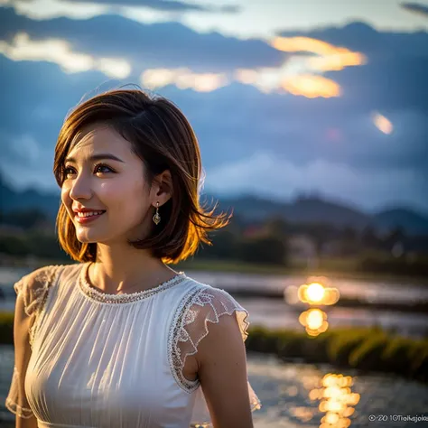 (Realistic, 超Realistic:1.4), 16K HDR, High resolution,((Whiskey Glass)),((Whiskey Bottle)),((Whiskey Glass)),Happy Smile、Short Hair,The best smile、Japanese Actress,so beautiful(It looks like the real thing),Evening Dresses,Cocktail Dresses、Whiskey Bottle、T...