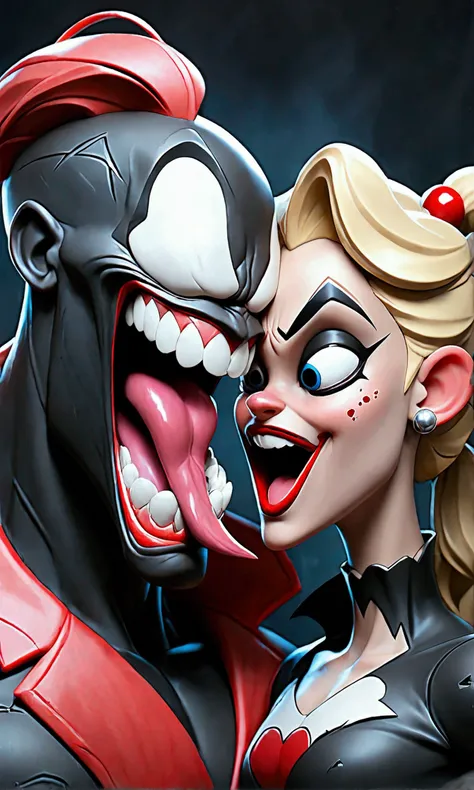 Venom fused with Harley Quinn